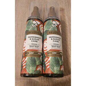 Lot Of 2 Beloved Fragrance Body Mist Peppermint & Sugar Cane 8oz New